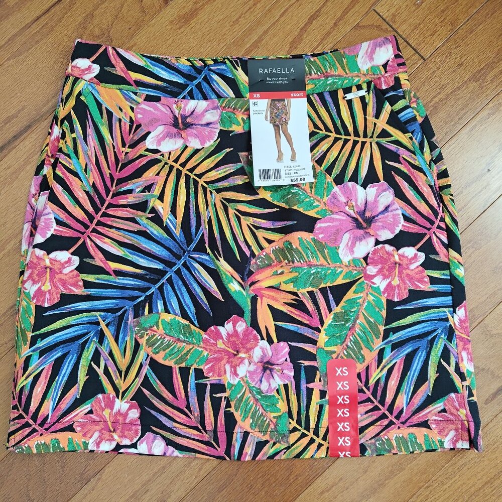 Rafaella - Sz. XS - Tropical Stretch Skort w Comfort Waistband & Front Pockets